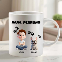 Taza Personalizada «Mama o Papa PERRUNOS» 🐶🐱 Tú + Tus Mascotas (Perros y Gatos)