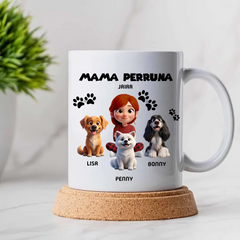 Taza Personalizada «Mama o Papa PERRUNOS» 🐶🐱 Tú + Tus Mascotas (Perros y Gatos)