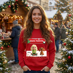 Sudadera Navideña Personalizada "Mamá y Papá Perruno" | Regalo para Dueños de Perros | Diseño Cartoon 3D con Nombre