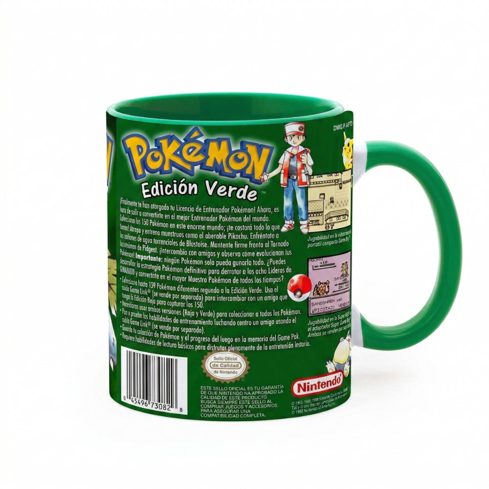 🎮 Taza Pokémon Edición Verde – Game Boy Retro 🌿