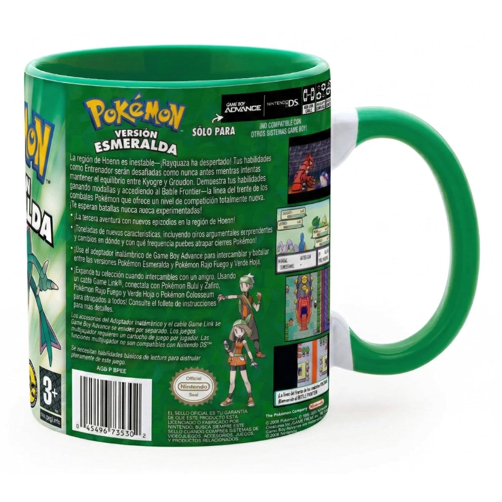 🎮 Taza Pokémon Edición Esmeralda – Game Boy Advance Retro 💚