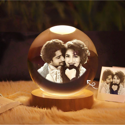 Bola de cristal personalizada con foto grabada