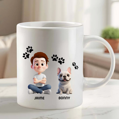 Taza Personalizada «Mi Familia Peluda» 🐶🐱 Tú + Tus Mascotas (Perros y Gatos) | Diseño Avatar 3D