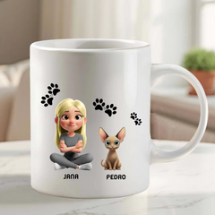 Taza Personalizada «Mi Familia Peluda» 🐶🐱 Tú + Tus Mascotas (Perros y Gatos) | Diseño Avatar 3D
