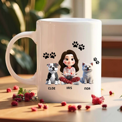 Taza Personalizada «Mi Familia Peluda» 🐶🐱 Tú + Tus Mascotas (Perros y Gatos) | Diseño Avatar 3D