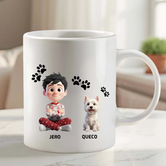 Taza Personalizada «Mi Familia Peluda» 🐶🐱 Tú + Tus Mascotas (Perros y Gatos) | Diseño Avatar 3D