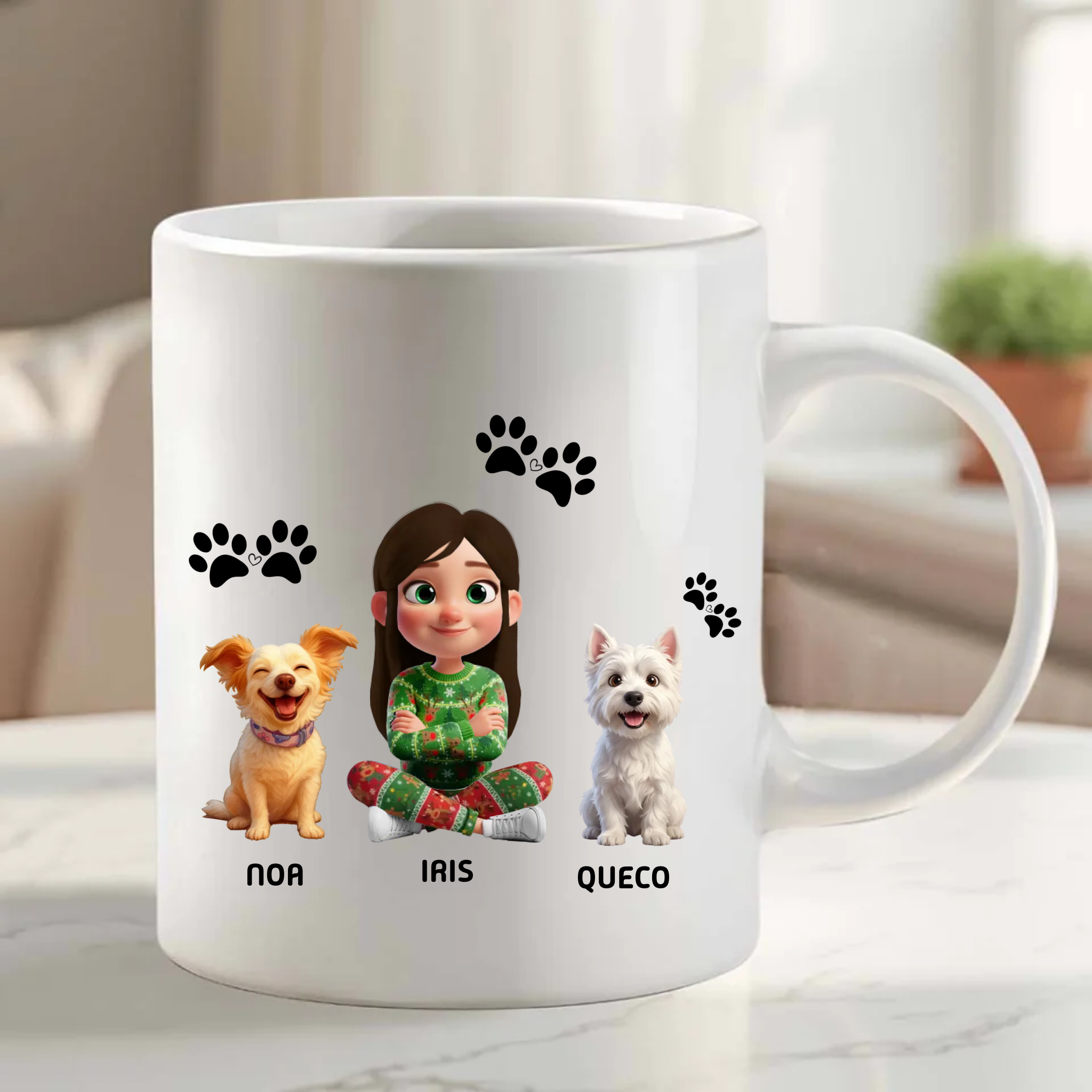 Taza Personalizada «Mi Familia Peluda» 🐶🐱 Tú + Tus Mascotas (Perros y Gatos) | Diseño Avatar 3D