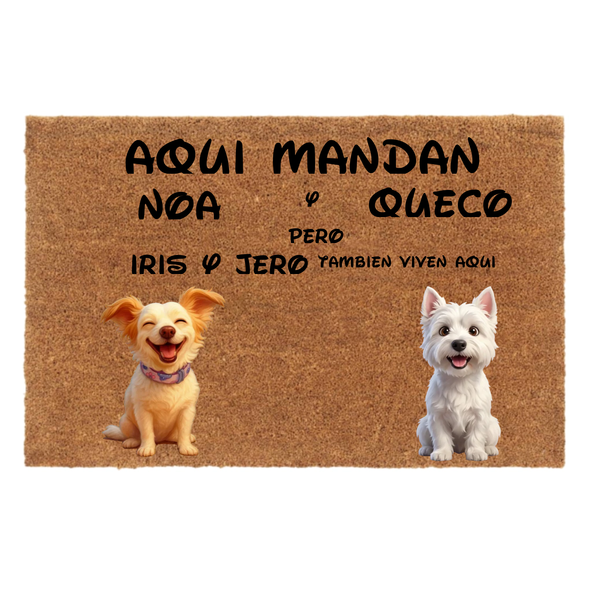 🐾 Felpudo de Fibra de Coco Personalizado – AQUI MANDA TU PERRO | Más de 50 Razas