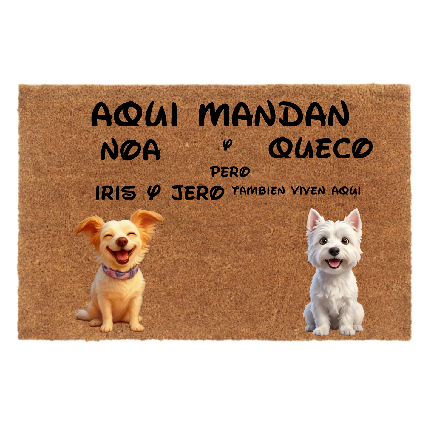 🐾 Felpudo de Fibra de Coco Personalizado – AQUI MANDA TU PERRO | Más de 50 Razas