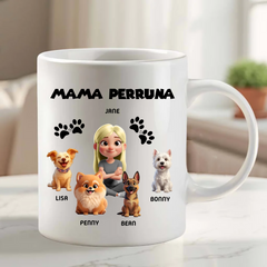 Taza Personalizada «Mama o Papa PERRUNOS» 🐶🐱 Tú + Tus Mascotas (Perros y Gatos)