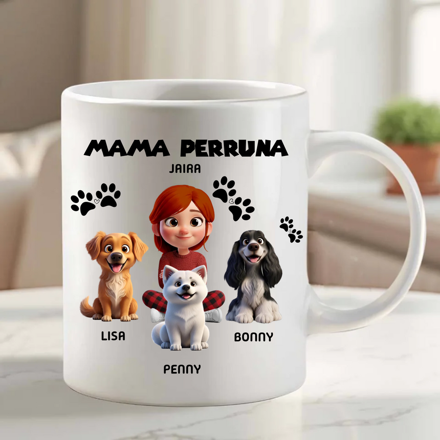 Taza personalizada Mamá o Papá perrunos con tus mascotas