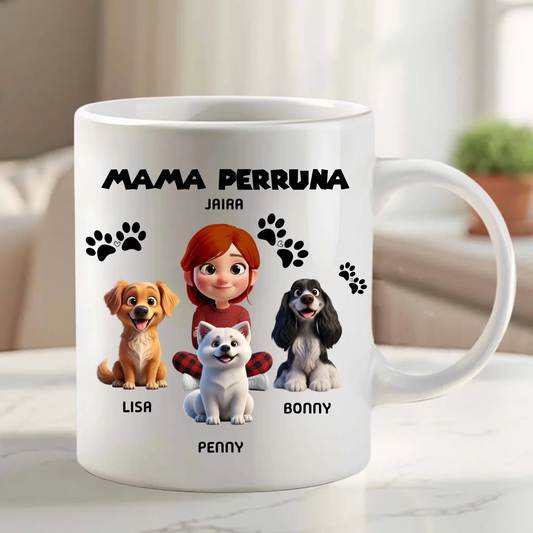 Taza Personalizada «Mama o Papa PERRUNOS» 🐶🐱 Tú + Tus Mascotas (Perros y Gatos)