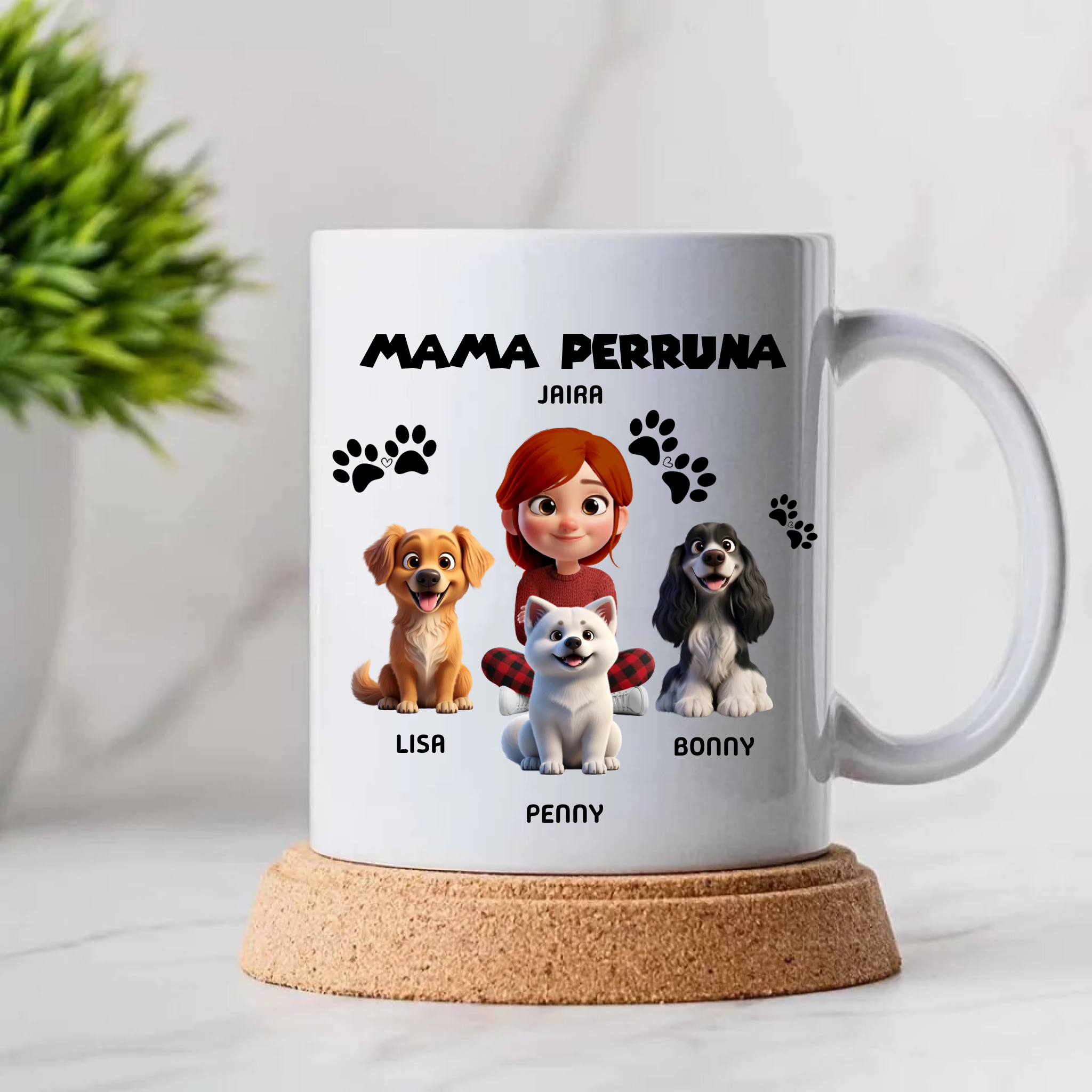 Taza Personalizada «Mama o Papa PERRUNOS» 🐶🐱 Tú + Tus Mascotas (Perros y Gatos)