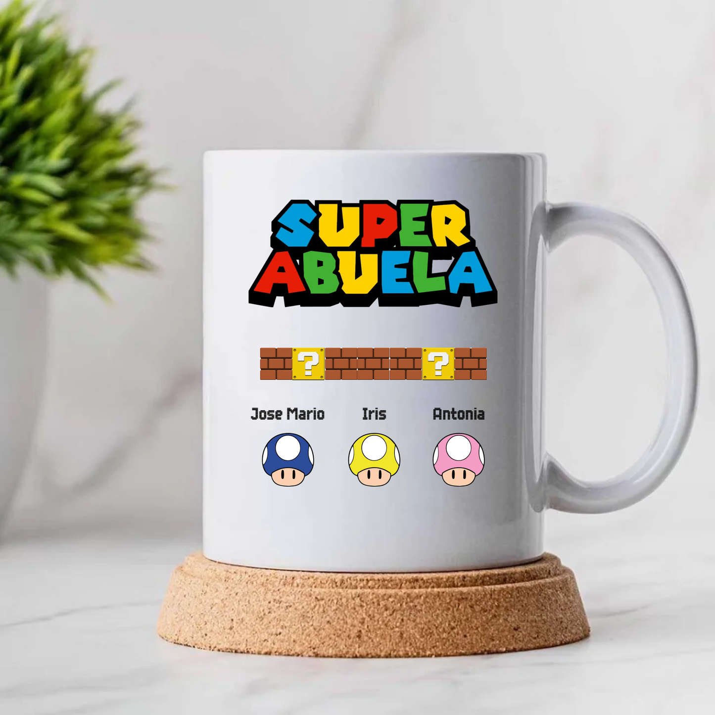 Taza Personalizada "Super Mamá & Abuela" – Estilo Retro Gamer 🍄