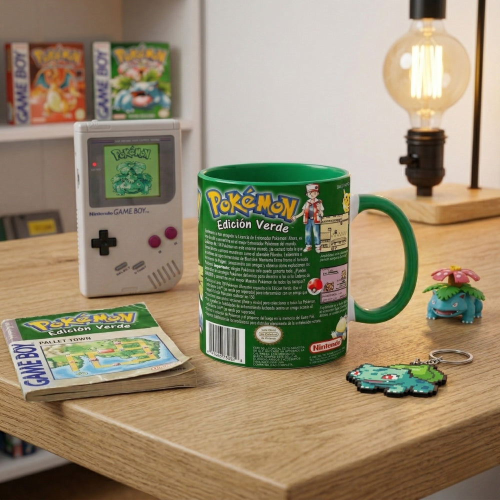 🎮 Taza Pokémon Edición Verde – Game Boy Retro 🌿