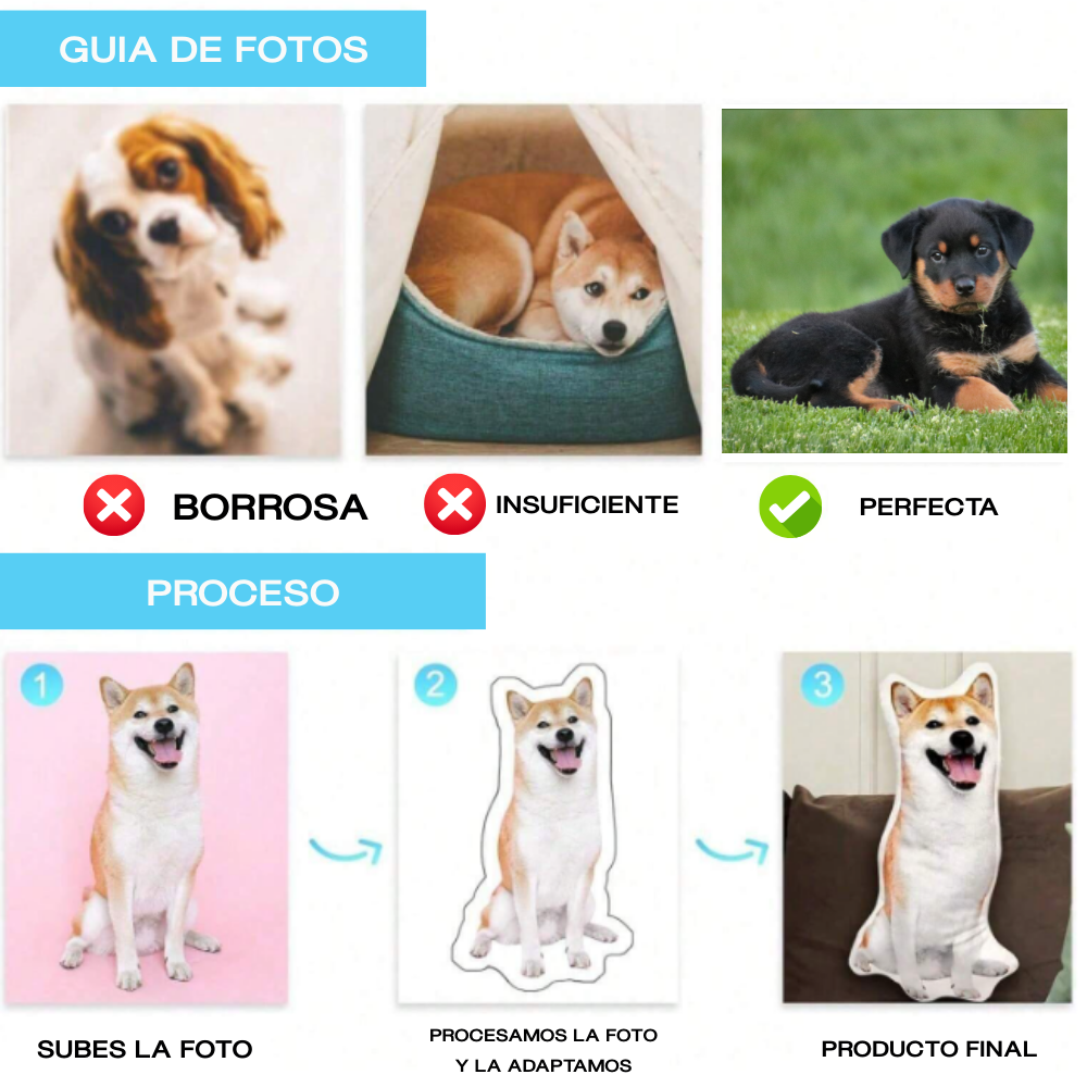 🐾 Cojín Personalizado con la Forma de tu Mascota – ¡Tu Peludo en Versión Achuchable! 🐶🐱