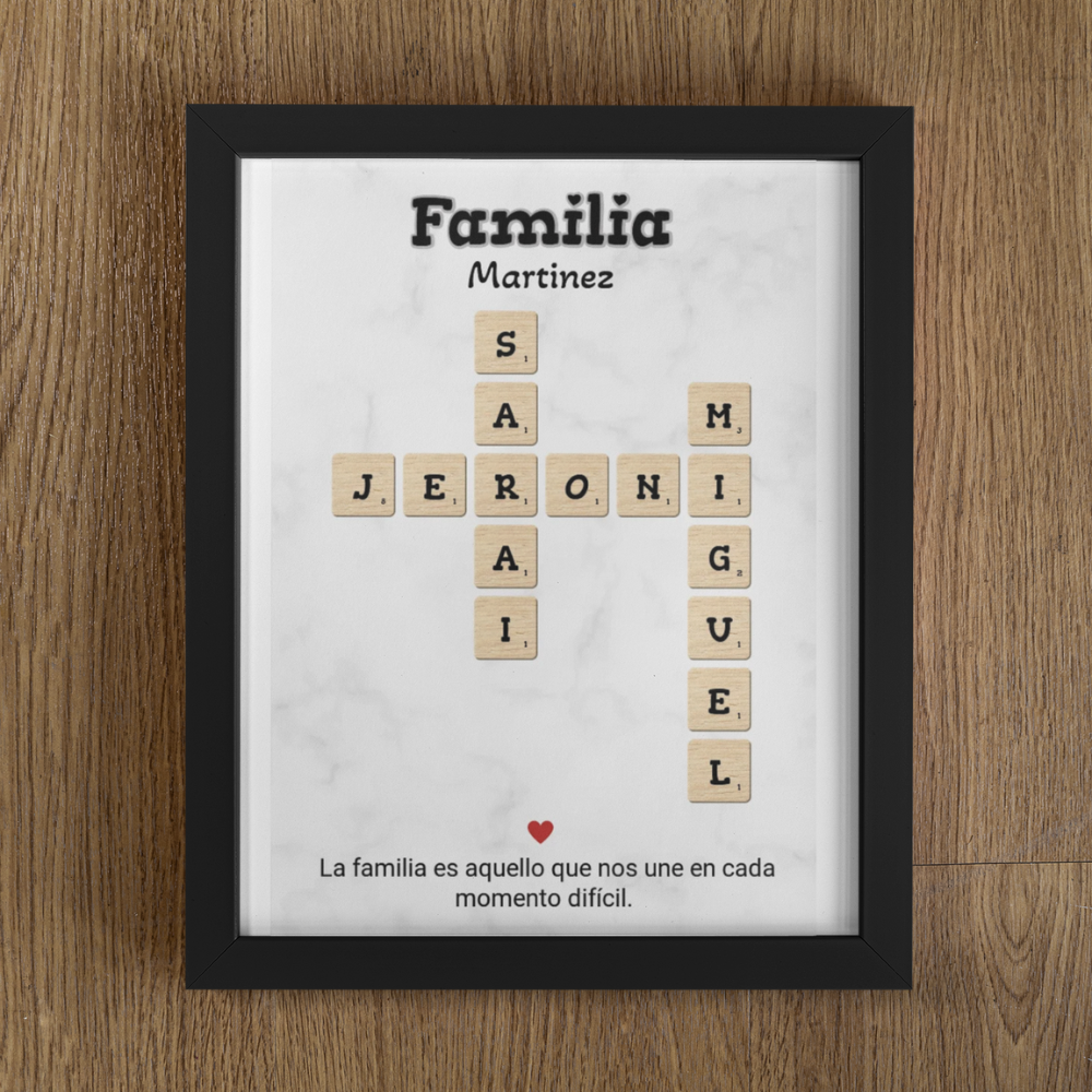 🧩❤️ Image personnalisée de style Scrabble – Votre famille en mots ❤️🧩