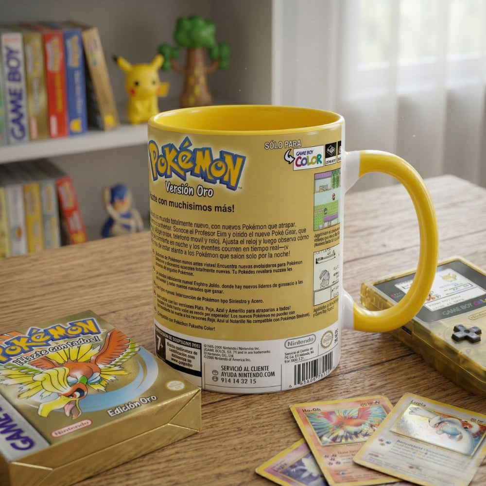 🎮 Taza Pokémon Edición Oro – Game Boy Color Retro ✨