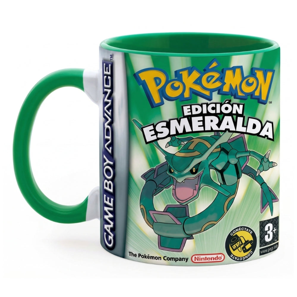 🎮 Taza Pokémon Edición Esmeralda – Game Boy Advance Retro 💚