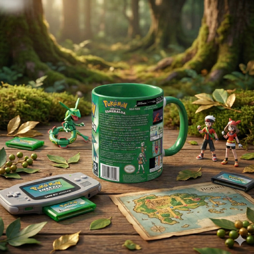 🎮 Taza Pokémon Edición Esmeralda – Game Boy Advance Retro 💚