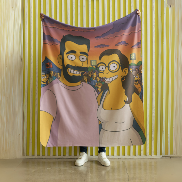 👉 🟡 Manta Polar Personalizada Estilo Simpsons