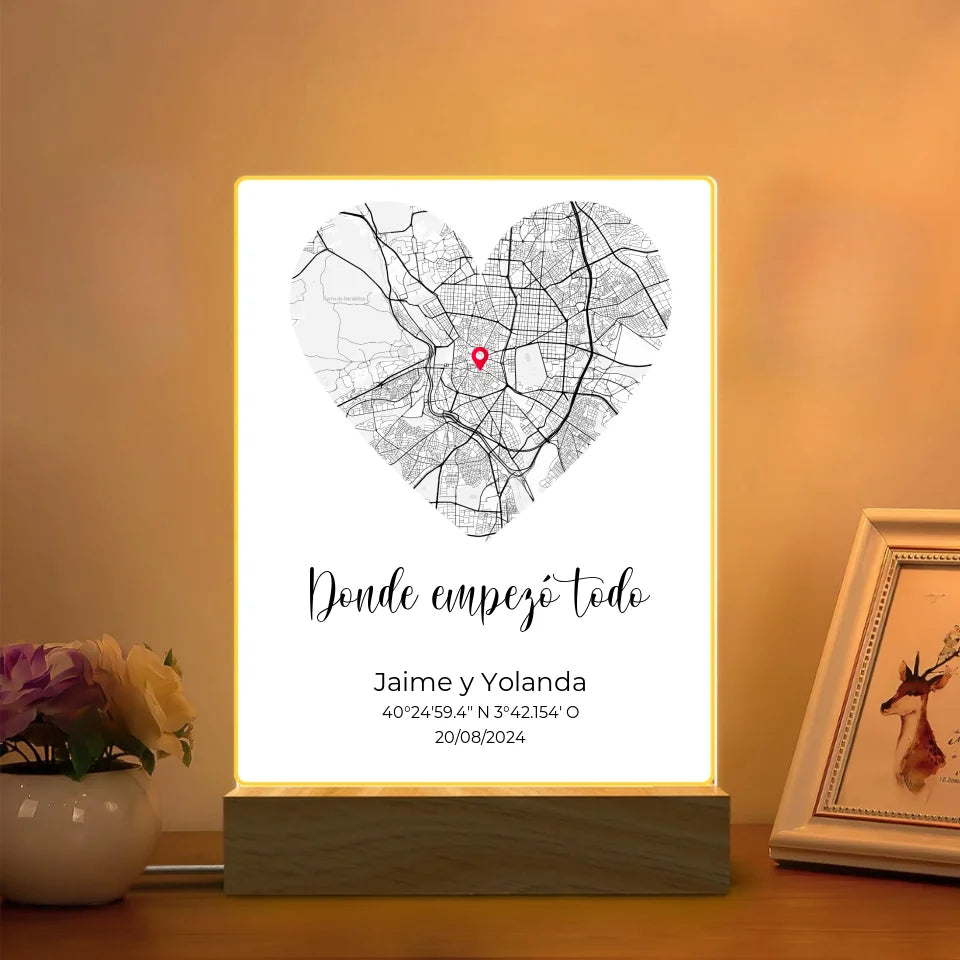 Lampada mappa personalizzata - Celebra la tua storia d'amore
