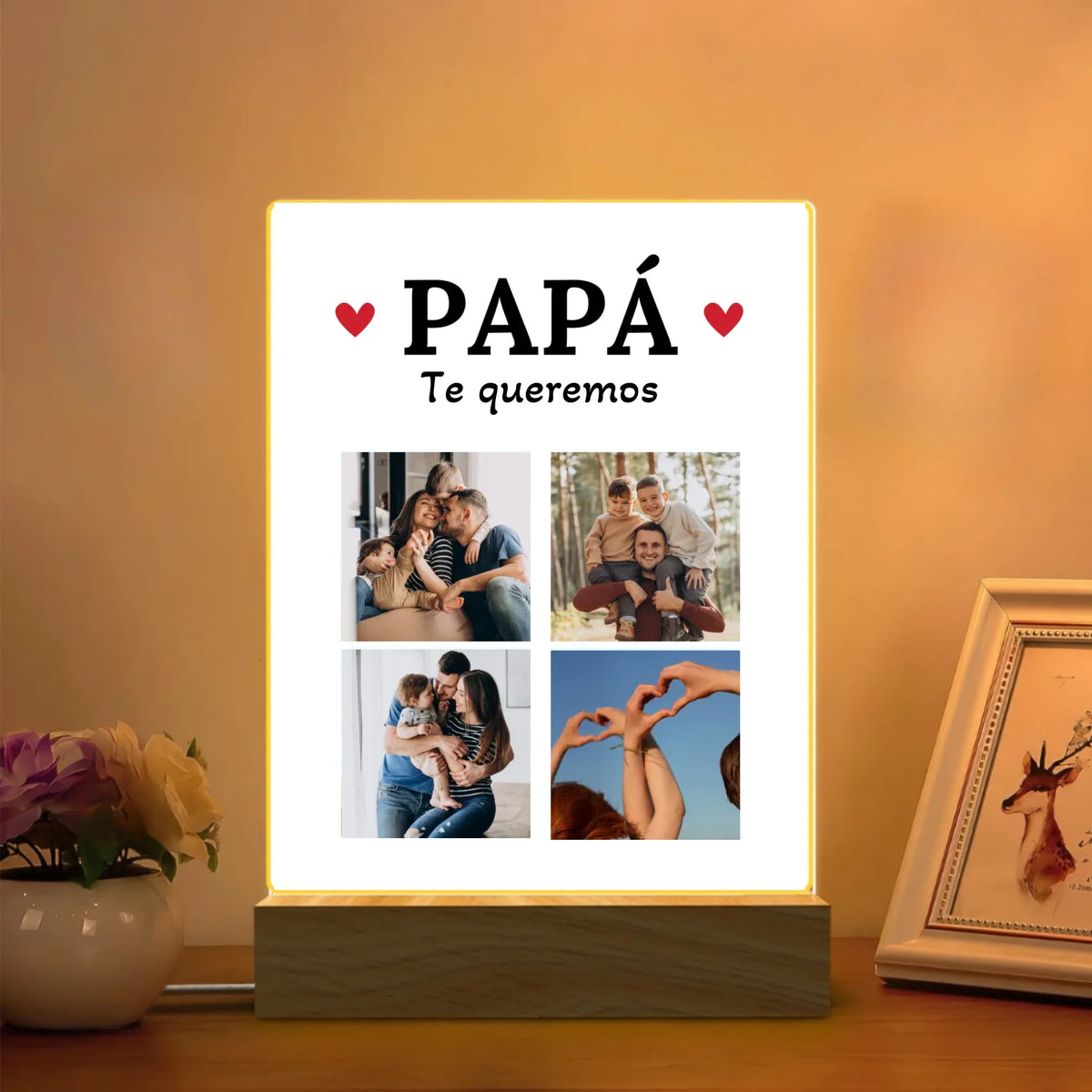 Lampada LED personalizzata per papà – con foto, frase e canzone su NFC