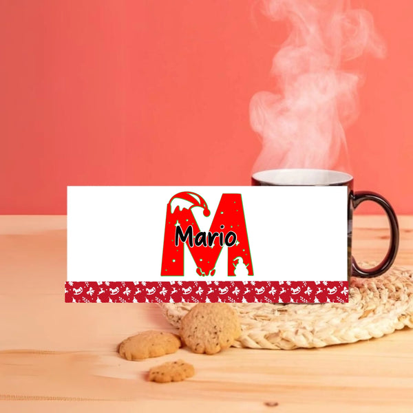 Taza Mágica Navidad Personalizada 🤫 ¡Sorpresa! Cambia de Color con Calor ✨ Inicial Navideña y Nombre