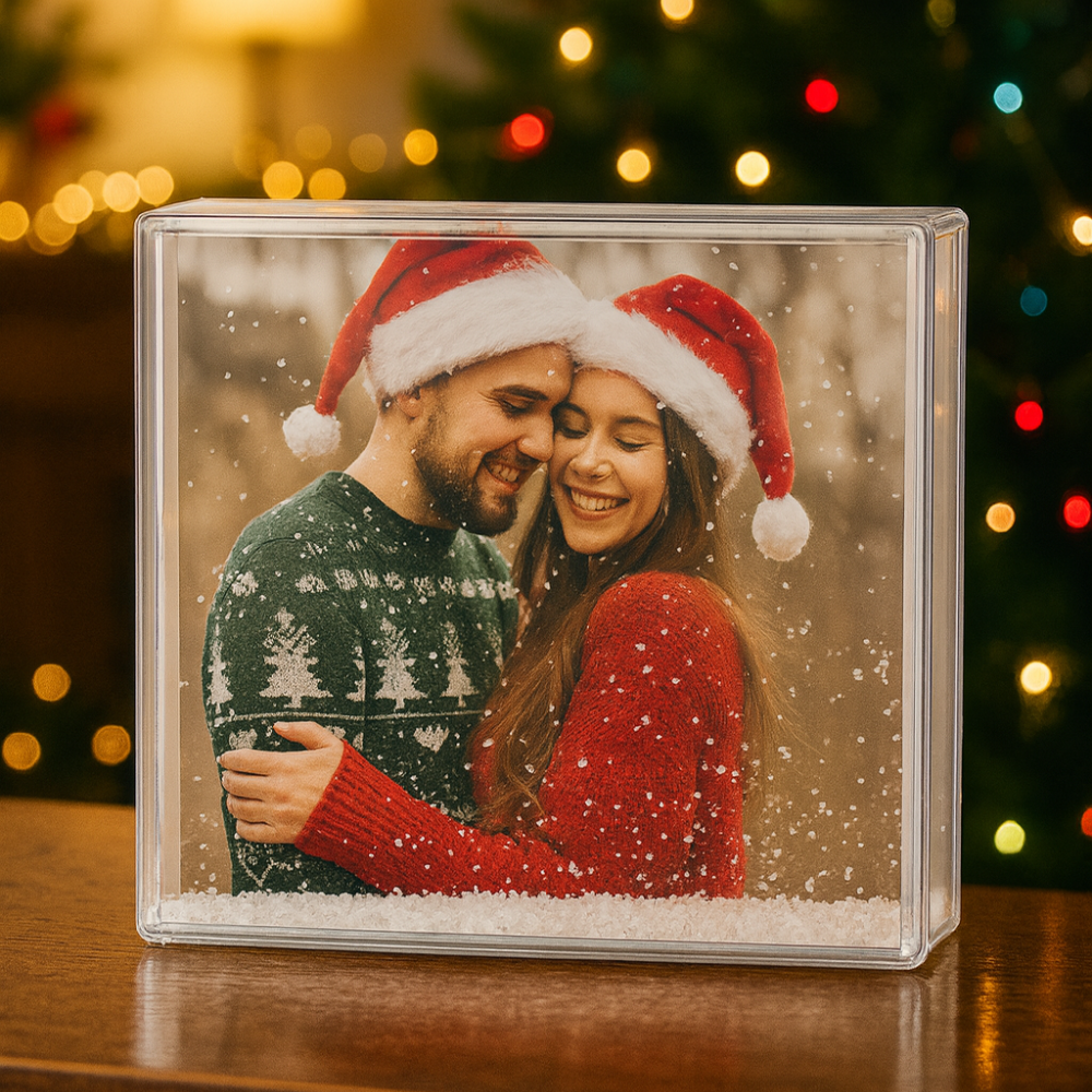 📸🎄 Portafotos de Agua con copos de nieve