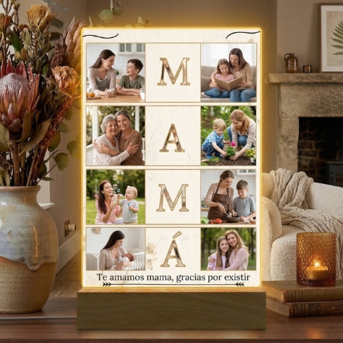 ❤️ Lámpara LED Personalizada para Mamá – Con Fotos y Frase ❤️