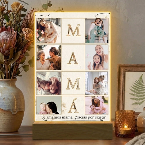 ❤️ Lámpara LED Personalizada para Mamá – Con Fotos y Frase ❤️