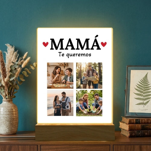 ❤️ Lámpara LED Personalizada para Mamá – Con Fotos y Frase ❤️