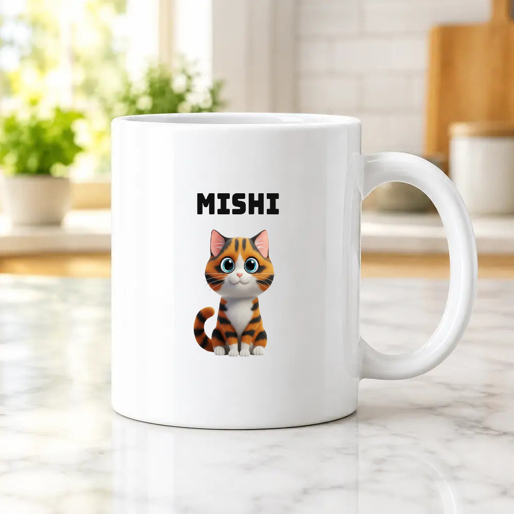 Taza personalizada con un gato y su nombre